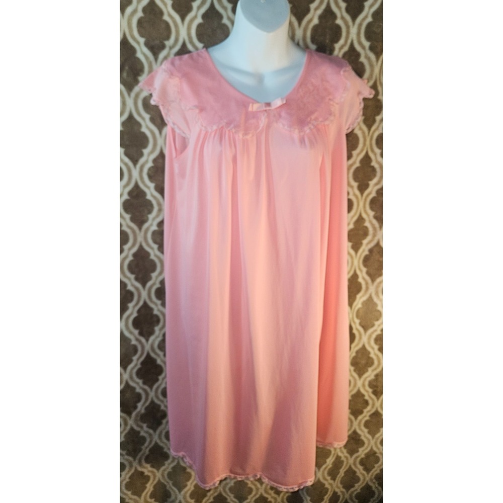 Vintage Shadowline Coral Nightgown and Robe peignoir set sz Small